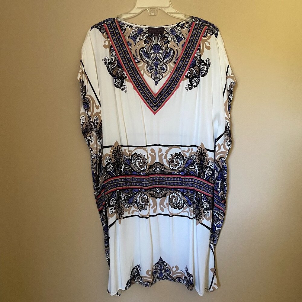 hale bob silk print mini kaftan dress